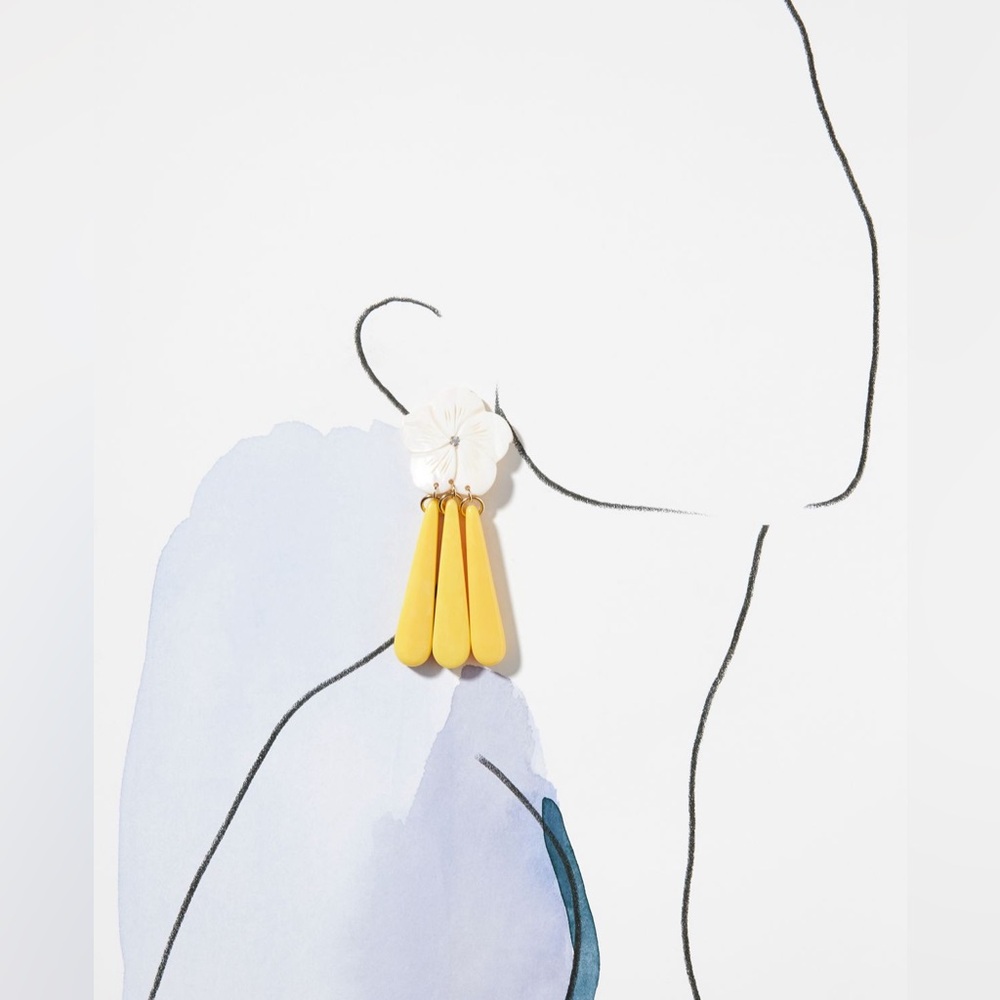 Anthropologie Yellow and White Drop Earrings